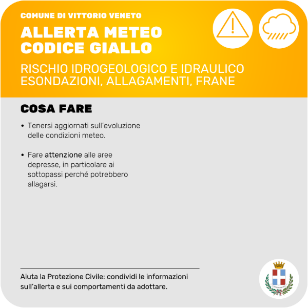 CODICE GIALLO - Rischio idrogeologico e idraulico esondazioni, allagamenti, frane