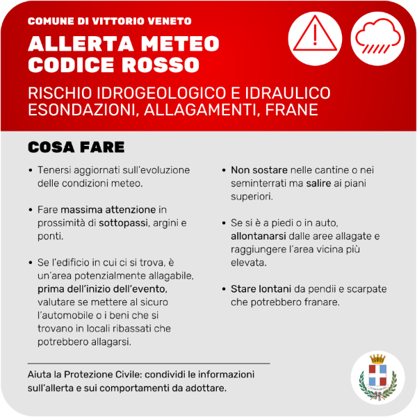 CODICE ROSSO - Rischio idrogeologico e idraulico esondazioni, allagamenti, frane